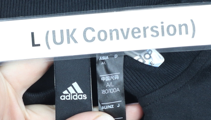 Adidas Men’s Black L Pullover Sweatshirt Logo Striped Sportswear