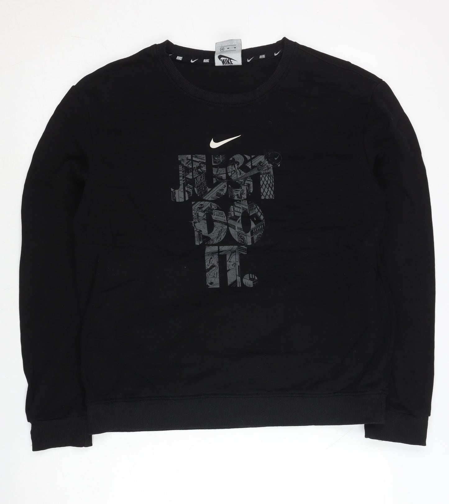 Nike Men's Black Medium Graphic Crew Neck Sweatshirt