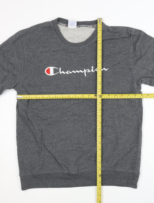 Champion Mens Grey Sweatshirt L Pullover Crew Neck Logo Athletic