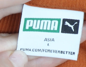 Puma Mens Orange Sweatshirt M Crew Neck Graphic Print Pullover