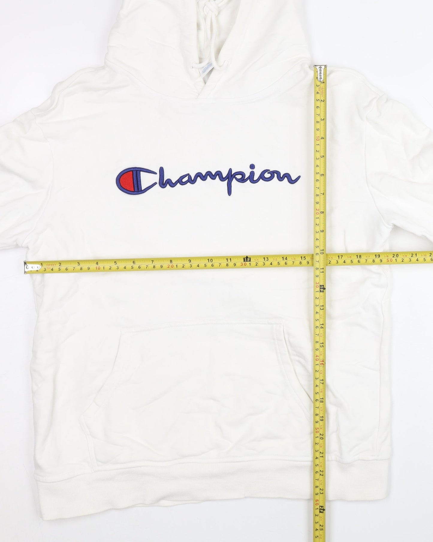 Champion Men’s White Large Pullover Hoodie Embroidered Logo
