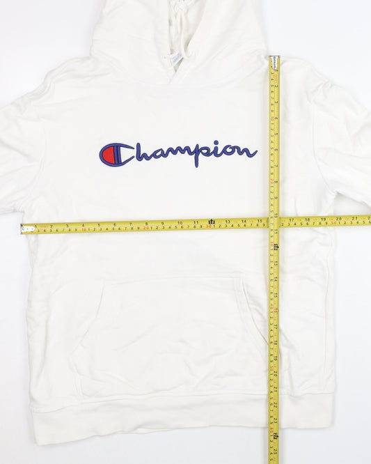 Champion Men’s White Large Pullover Hoodie Embroidered Logo