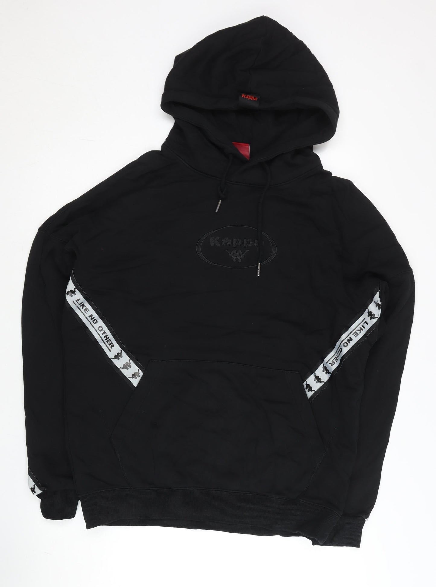 Kappa Men’s Black Pullover Hoodie L Logo Sportswear Cotton Blend