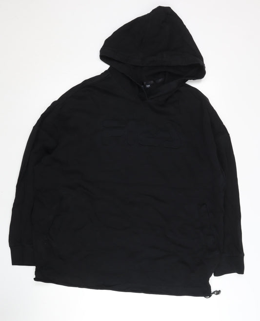 Additional front view of Fila men’s xs black pullover hoodie short sleeve logo streetwear