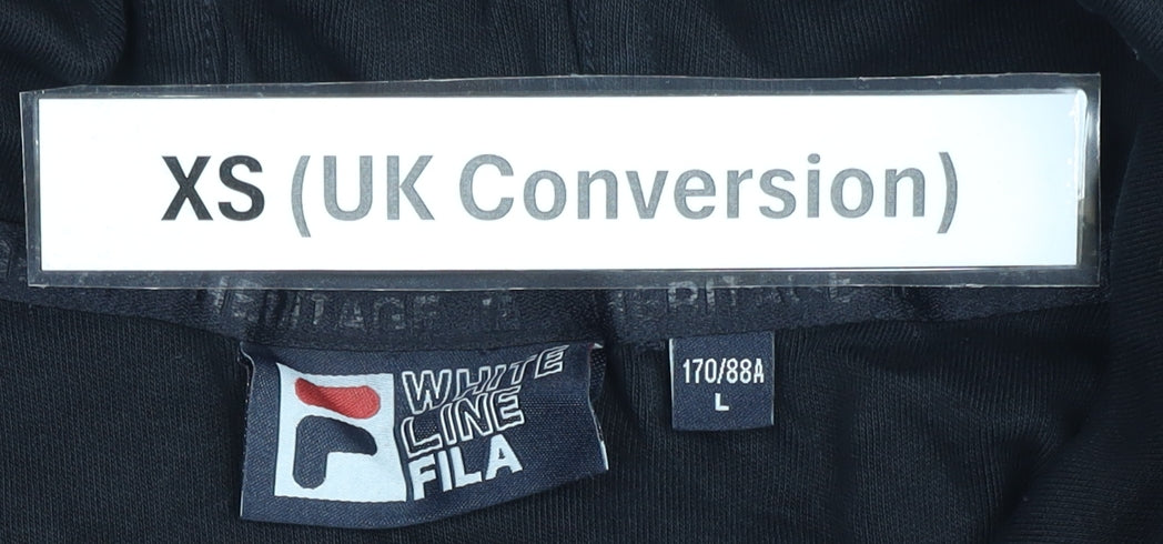 Fila Mens XS Black Pullover Hoodie Short Sleeve Logo Streetwear
