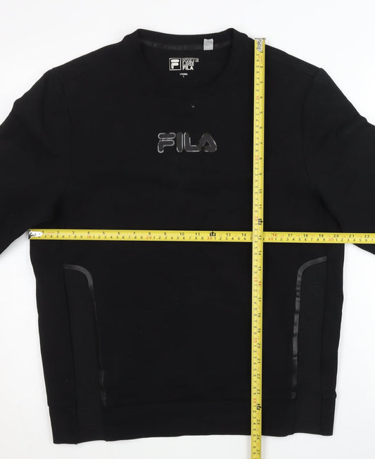 Fila Men’s Black Crew Neck Pullover Sweatshirt M Logo Sportswear
