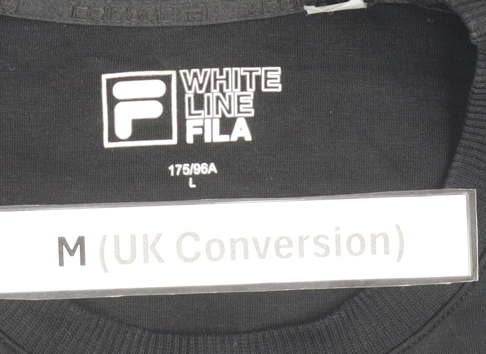 Fila Men’s Black Crew Neck Pullover Sweatshirt M Logo Sportswear