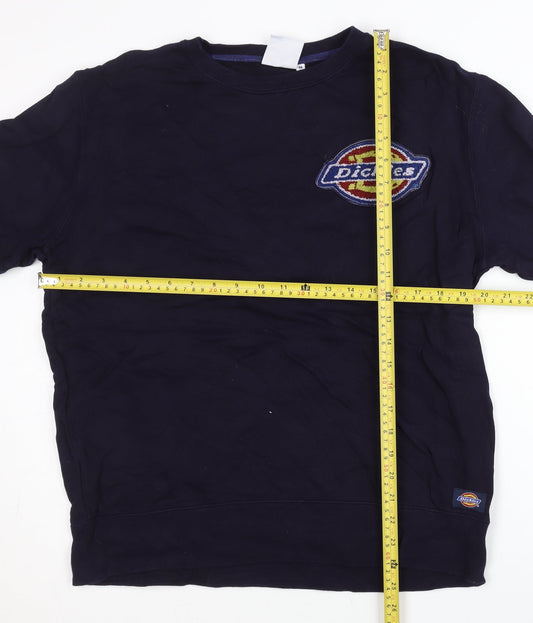 Dickies Men’s Blue Logo Sweatshirt M Pullover Crew Neck Regular Fit