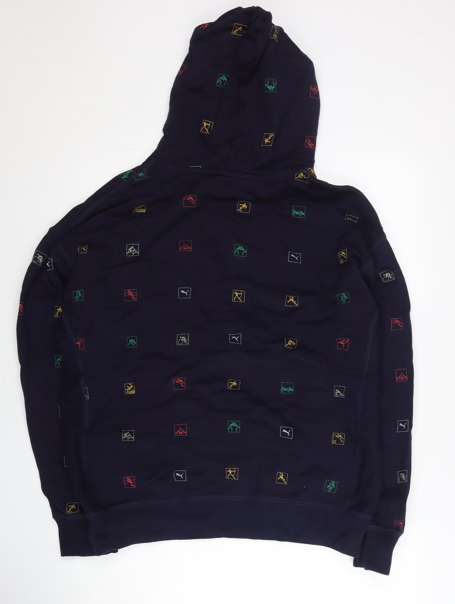 Puma Men Blue M Pullover Hoodie Logo Sports Graphic Cotton