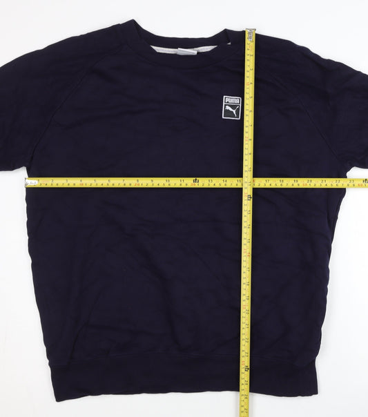 Puma Mens 2XL Blue Crew Neck Pullover Short Sleeve Sweatshirt