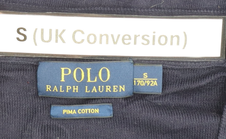 Ralph Lauren Women's Blue Cotton Cardigan S V-Neck Short Sleeve