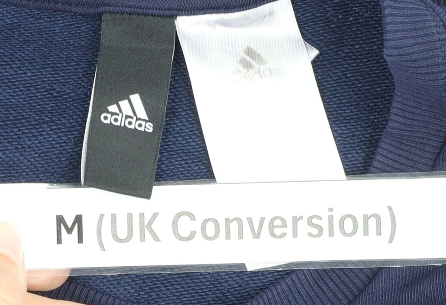 Adidas Mens Blue Medium Pullover Sweatshirt Crew Neck Logo