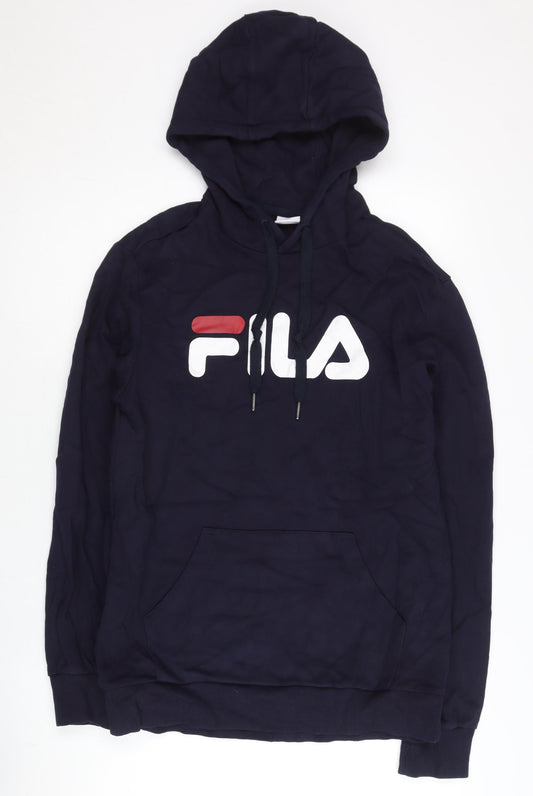 Additional front view of Fila Men’s Blue Pullover Hoodie Small Regular Fit Logo Sportswear