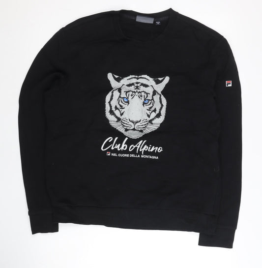 Fila Men’s Black L Pullover Sweatshirt Crew Neck Graphic Logo