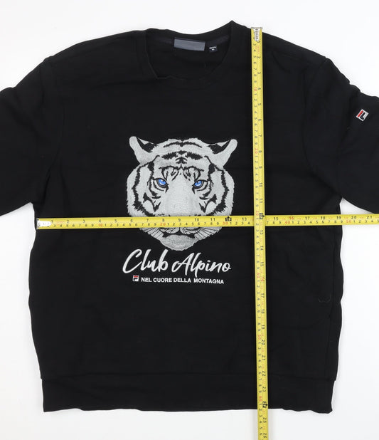 Fila Men’s Black L Pullover Sweatshirt Crew Neck Graphic Logo