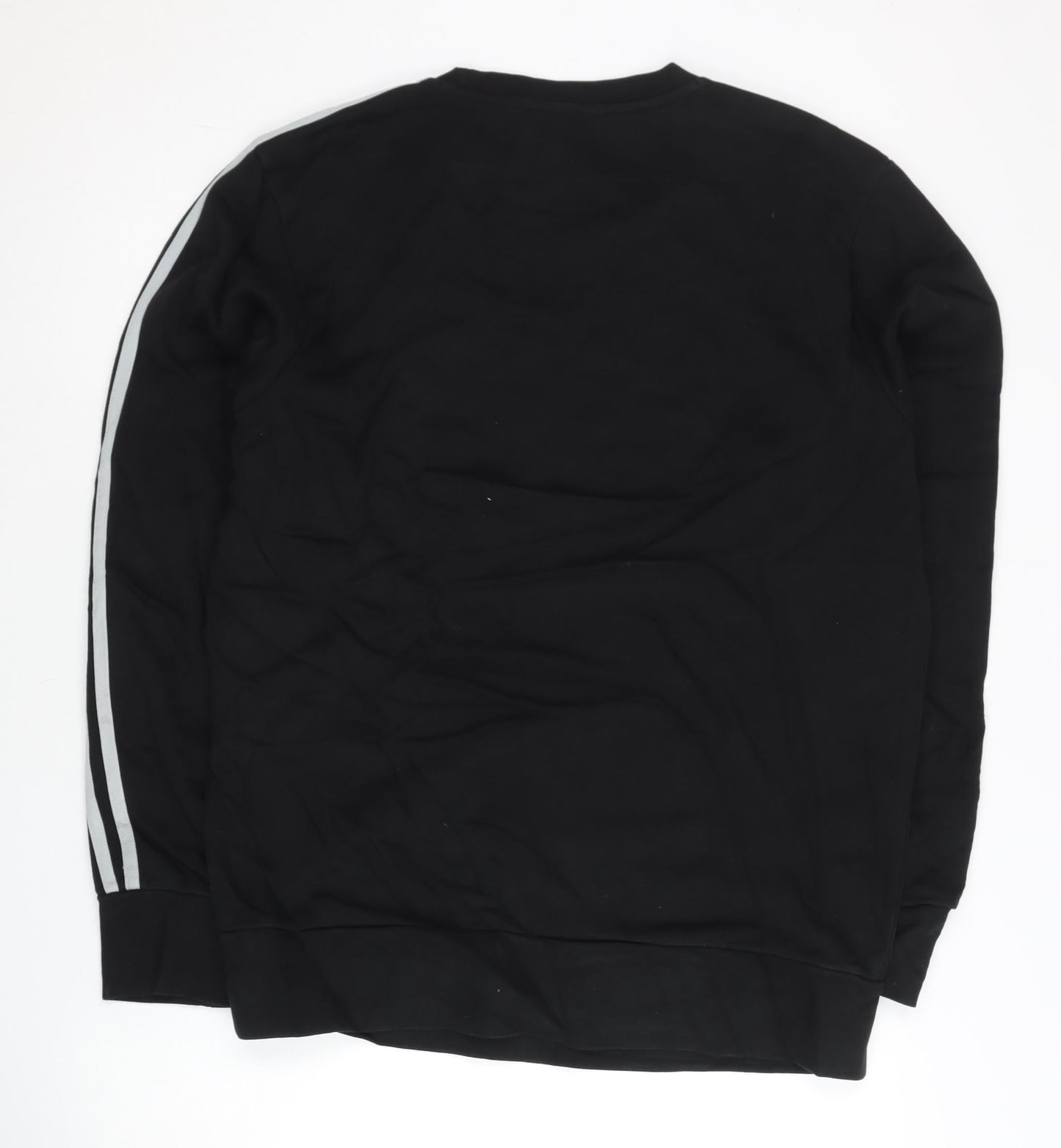 Adidas Mens Black L Sweatshirt Pullover Crew Neck Sports Stripe