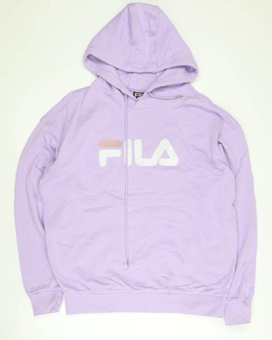Additional front view of Fila Men’s Purple Hoodie M Pullover Logo Sports Casual Sweatshirt