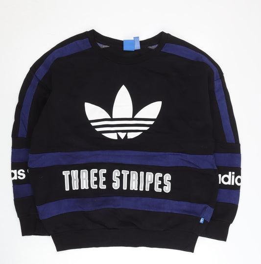 Adidas Men’s Black S Pullover Sweatshirt Logo Graphic Long Sleeve