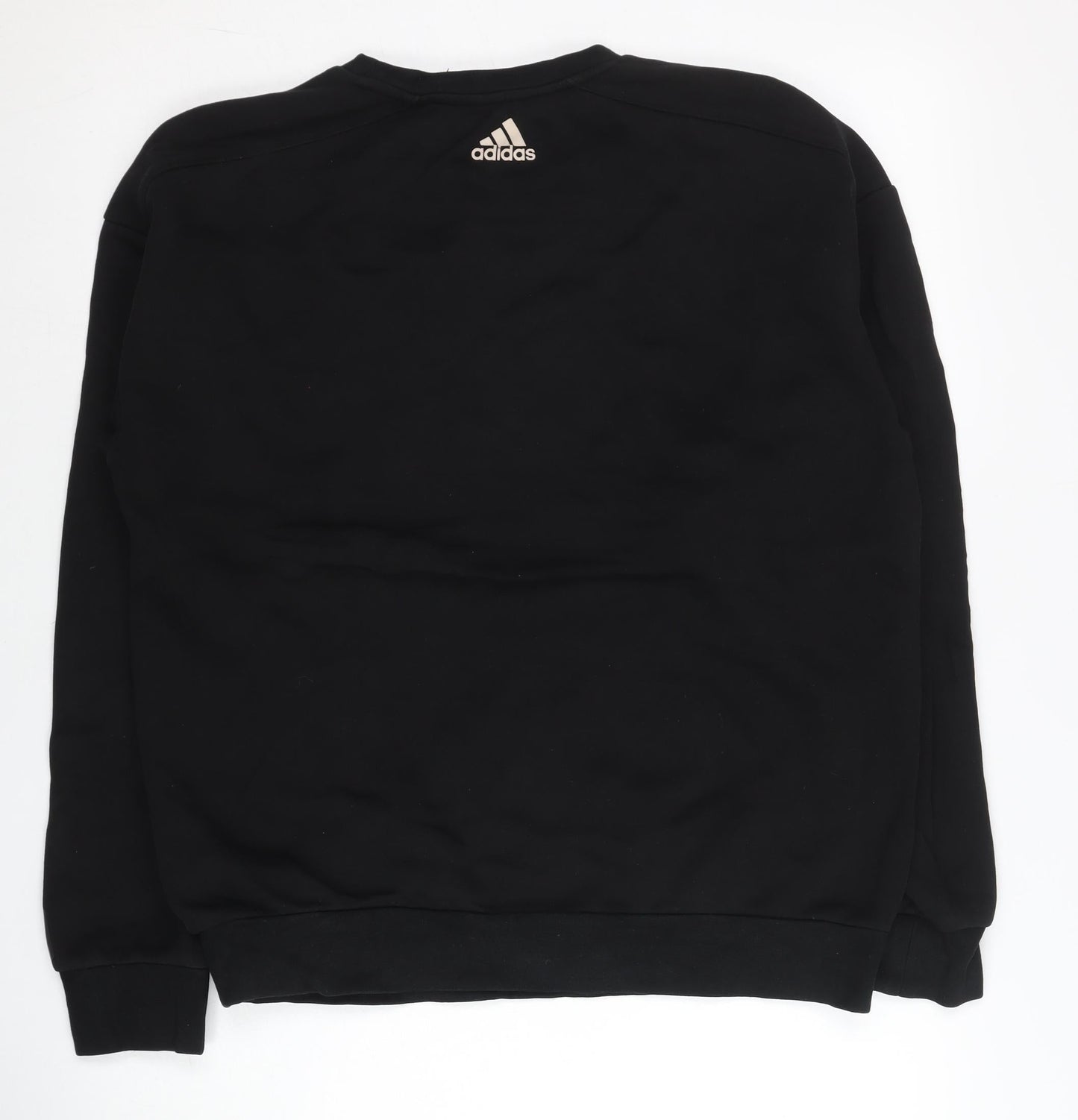 Adidas Mens Black Logo Sweatshirt L Pullover Regular Fit Sportswear