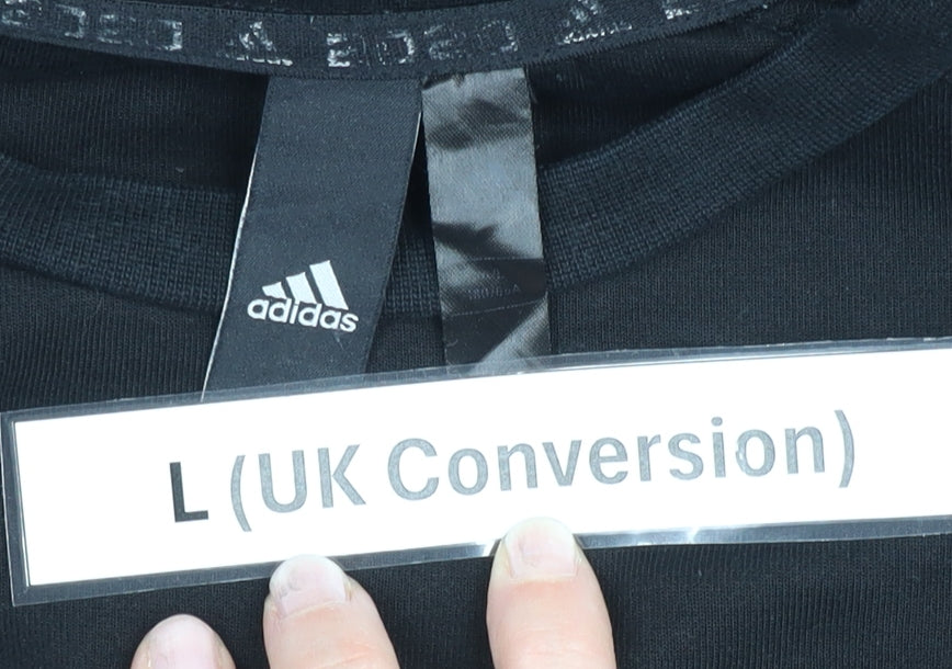 Adidas Mens Black Logo Sweatshirt L Pullover Regular Fit Sportswear