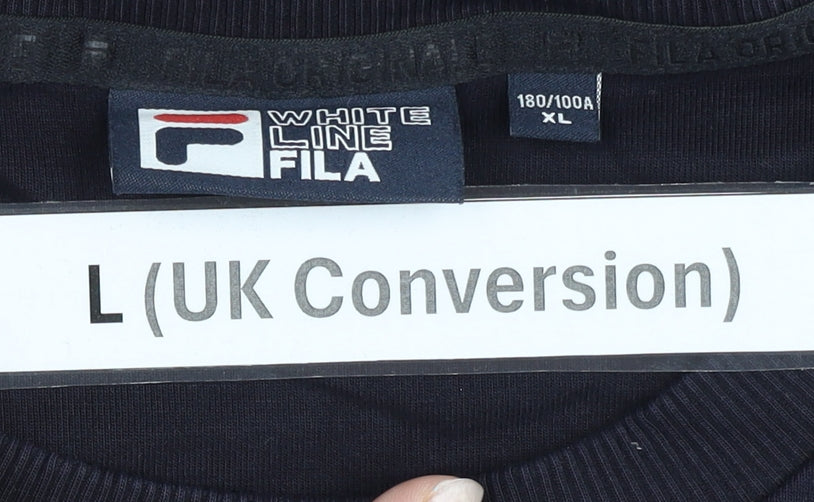 Fila Men’s Blue Logo Sweatshirt L Crew Neck Pullover Sportswear