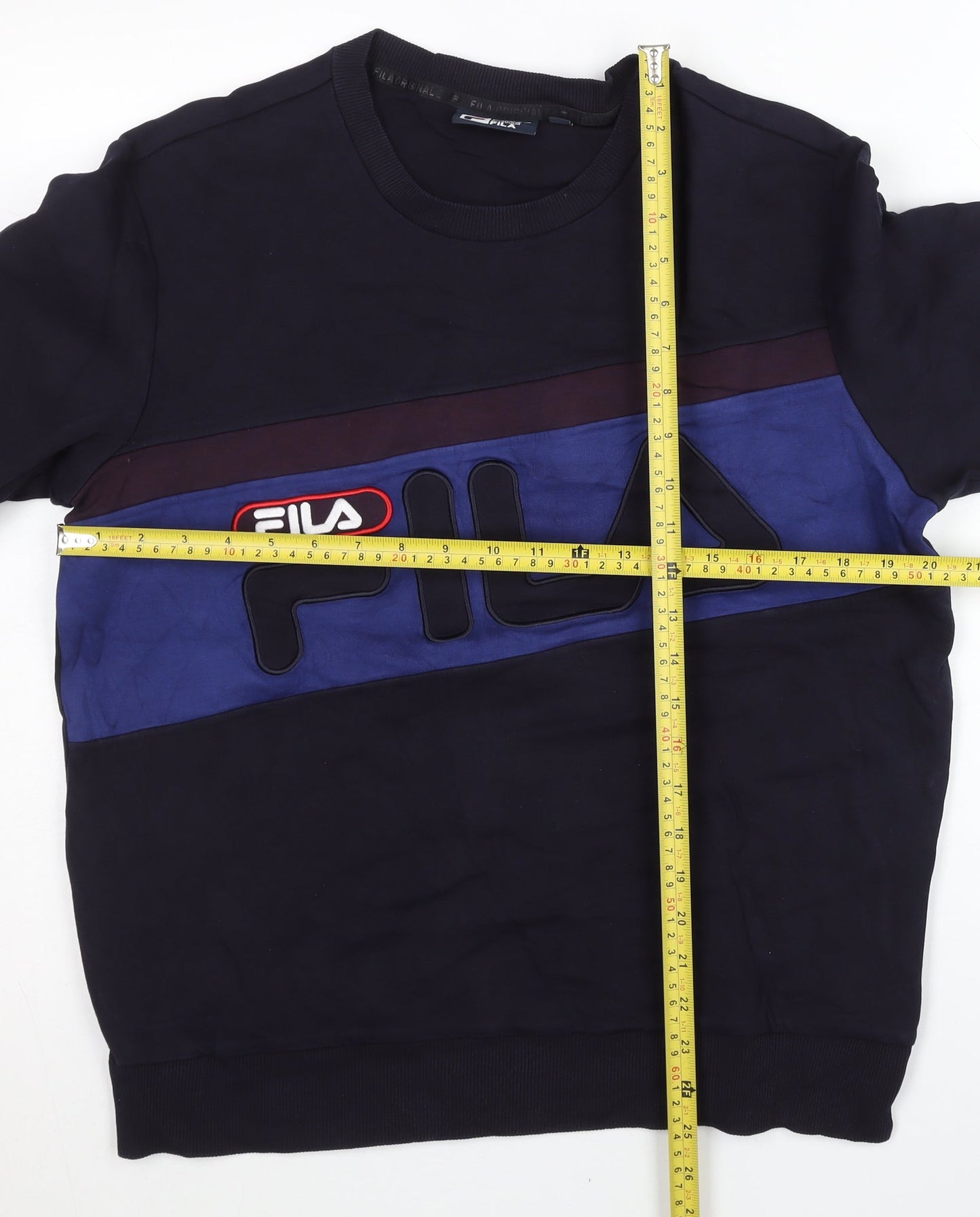 Fila Men’s Blue Logo Sweatshirt L Crew Neck Pullover Sportswear