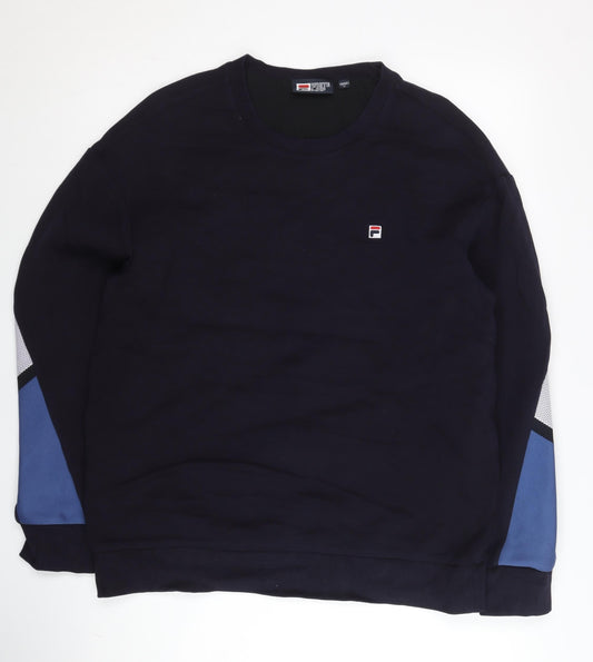 Additional front view of Fila Men’s Blue S Sweatshirt Pullover Logo Crew Neck Long Sleeve