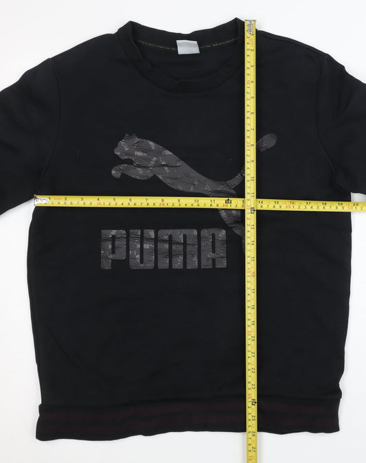 Puma Mens Black L Sweatshirt Pullover Crew Neck Logo Jumper