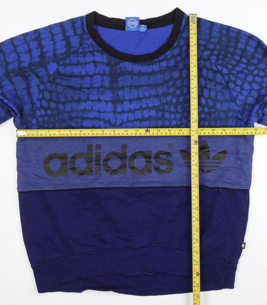 Adidas Mens Blue Small Pullover Sweatshirt Graphic Logo Sportswear