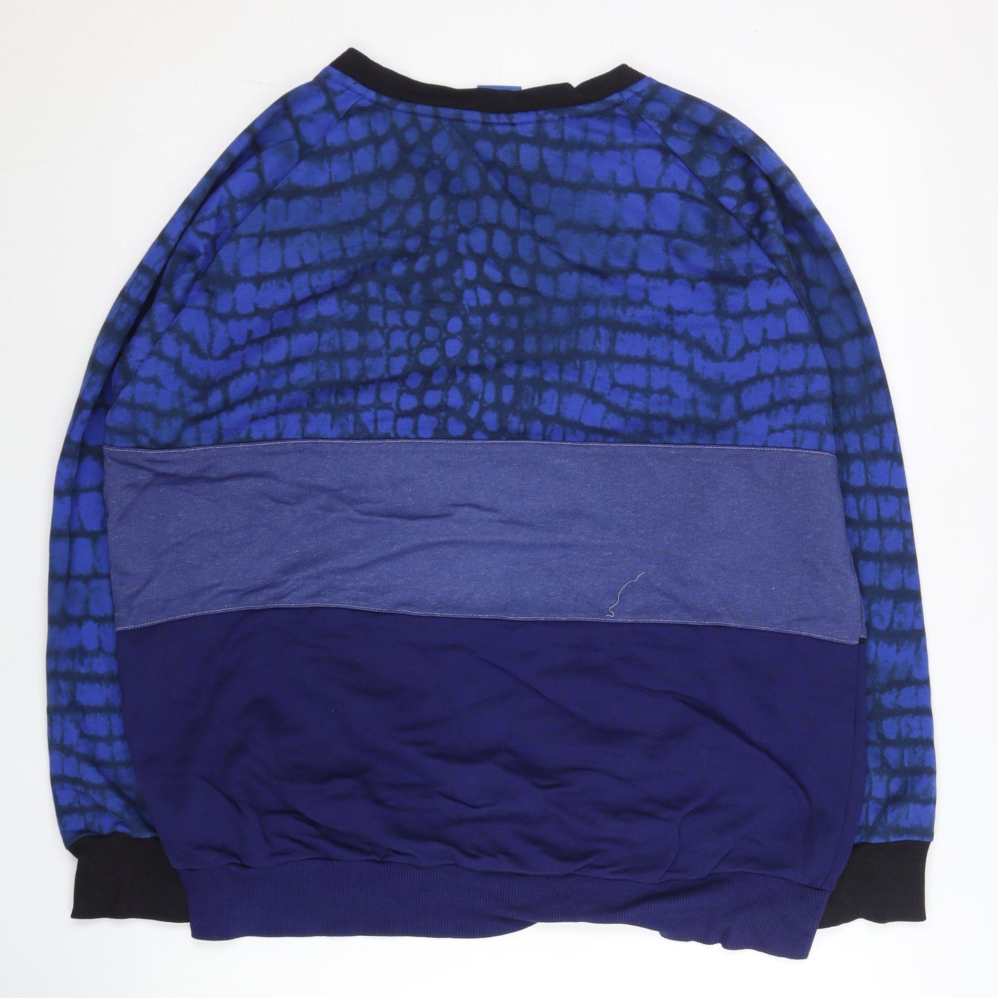 Adidas Mens Blue Small Pullover Sweatshirt Graphic Logo Sportswear