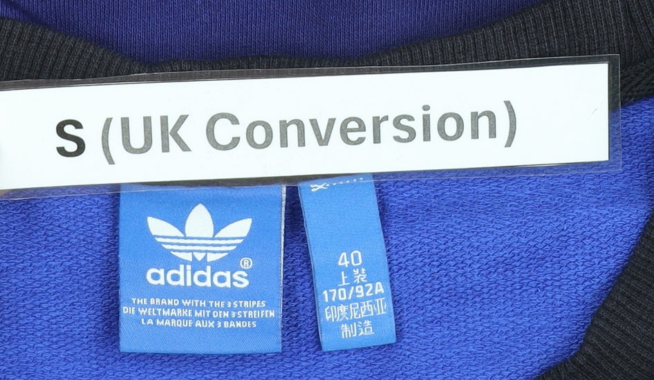 Adidas Mens Blue Small Pullover Sweatshirt Graphic Logo Sportswear