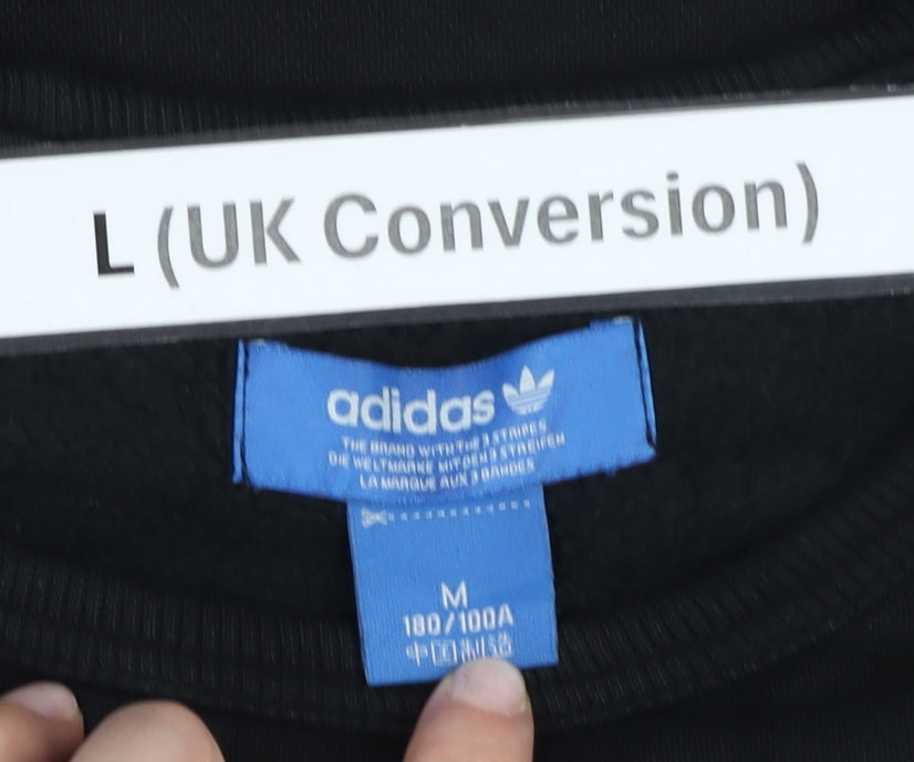 Adidas Mens Black L Trefoil Crew Sweatshirt Pullover Logo