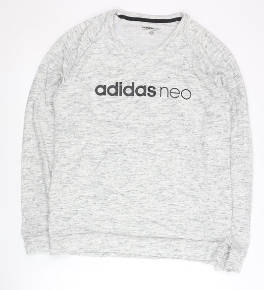 Additional front view of Adidas Neo Men’s Grey Logo Sweatshirt L Pullover Crew Neck