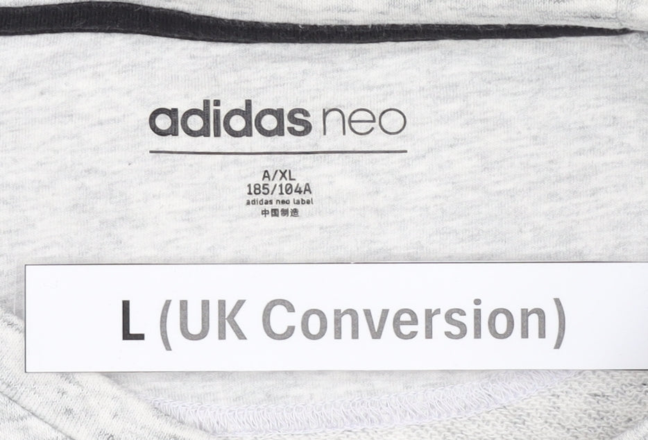 Adidas Neo Men’s Grey Logo Sweatshirt L Pullover Crew Neck