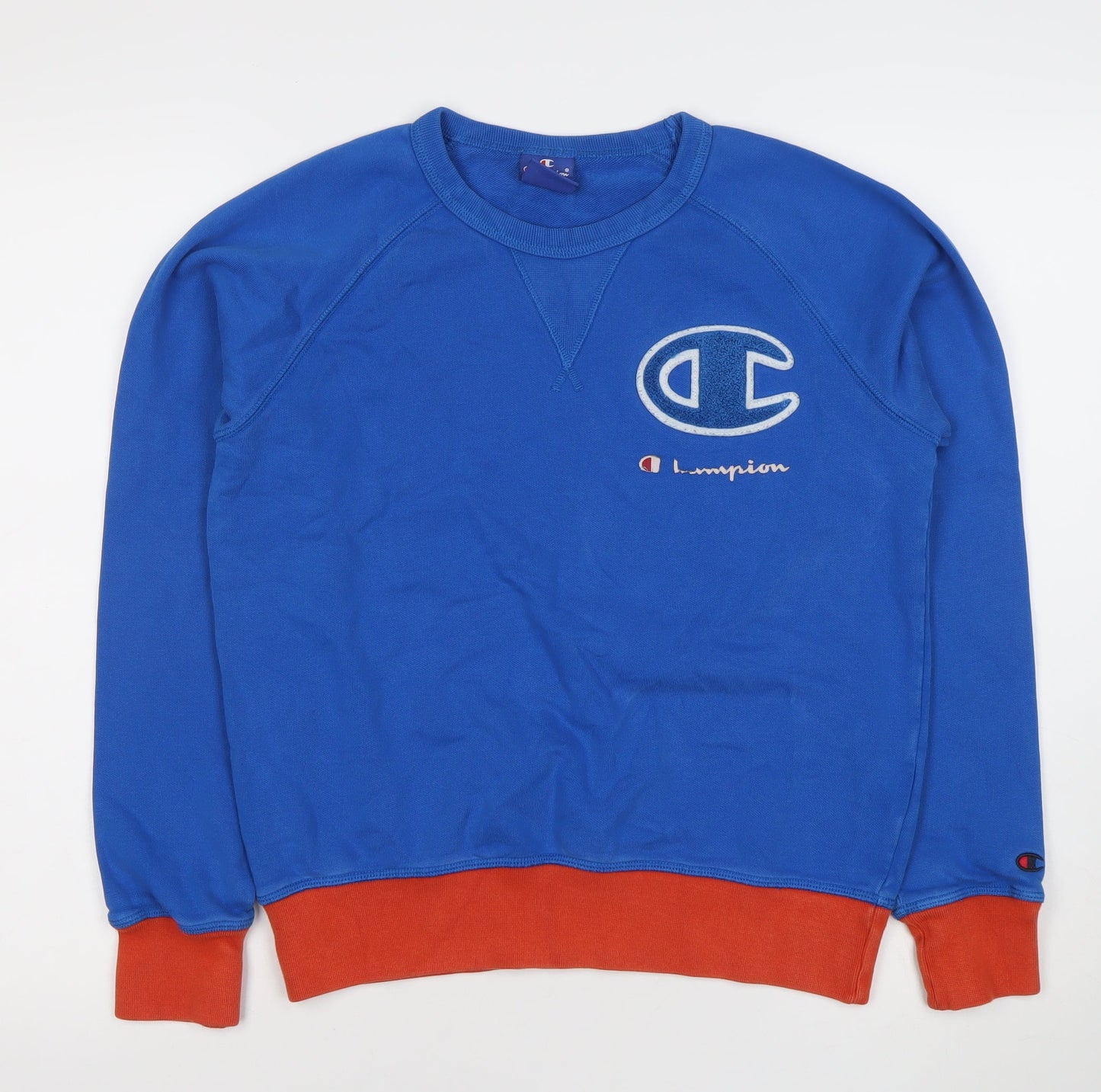 Champion Mens Small Blue Pullover Logo Sweatshirt Crew Neck