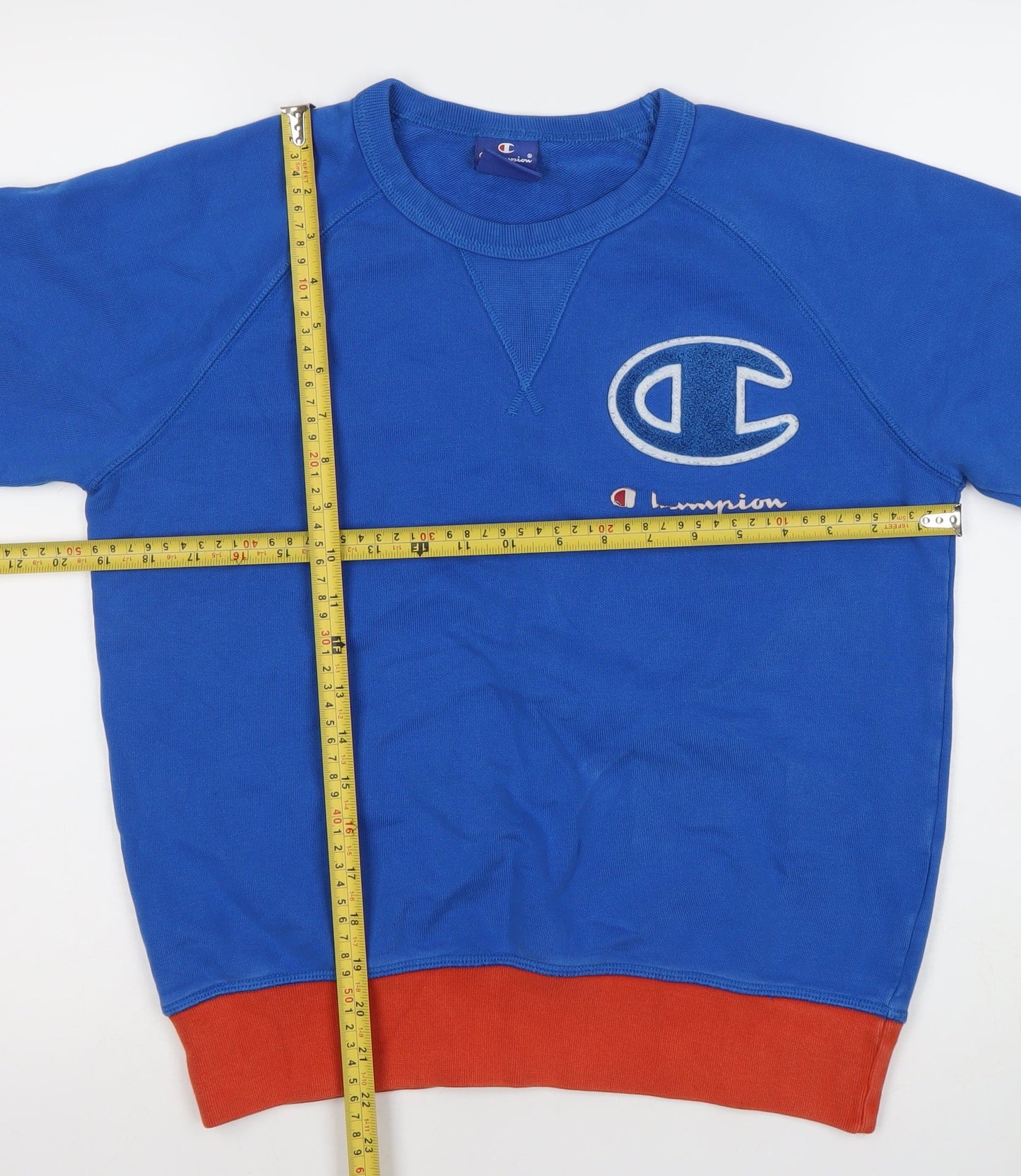 Champion Mens Small Blue Pullover Logo Sweatshirt Crew Neck