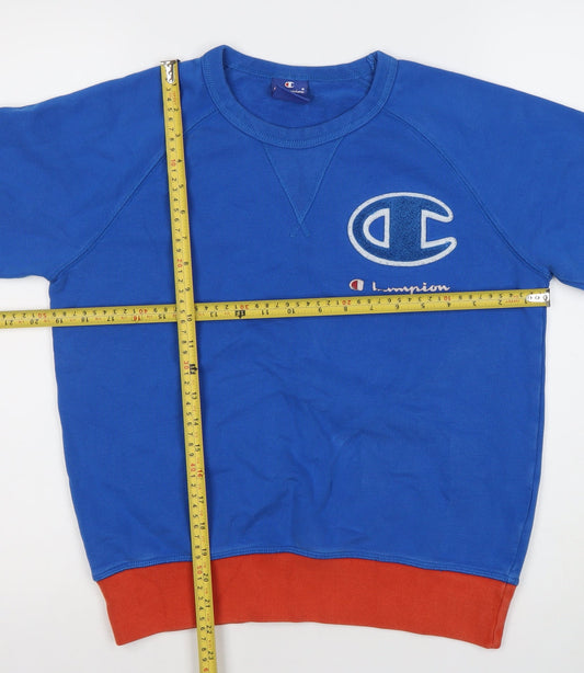 Champion Mens Small Blue Pullover Logo Sweatshirt Crew Neck