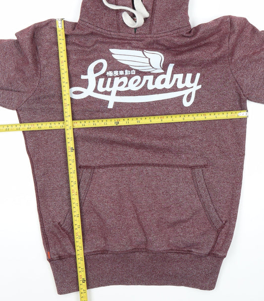 Superdry Men’s Red Pullover Hoodie Size S Graphic Logo