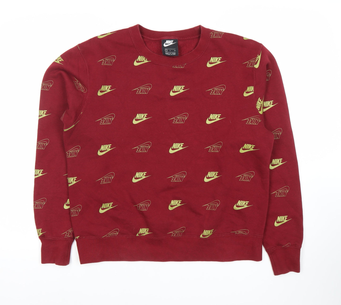 Nike Men’s Red Logo Print Pullover Sweatshirt Size S