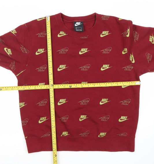 Nike Men’s Red Logo Print Pullover Sweatshirt Size S