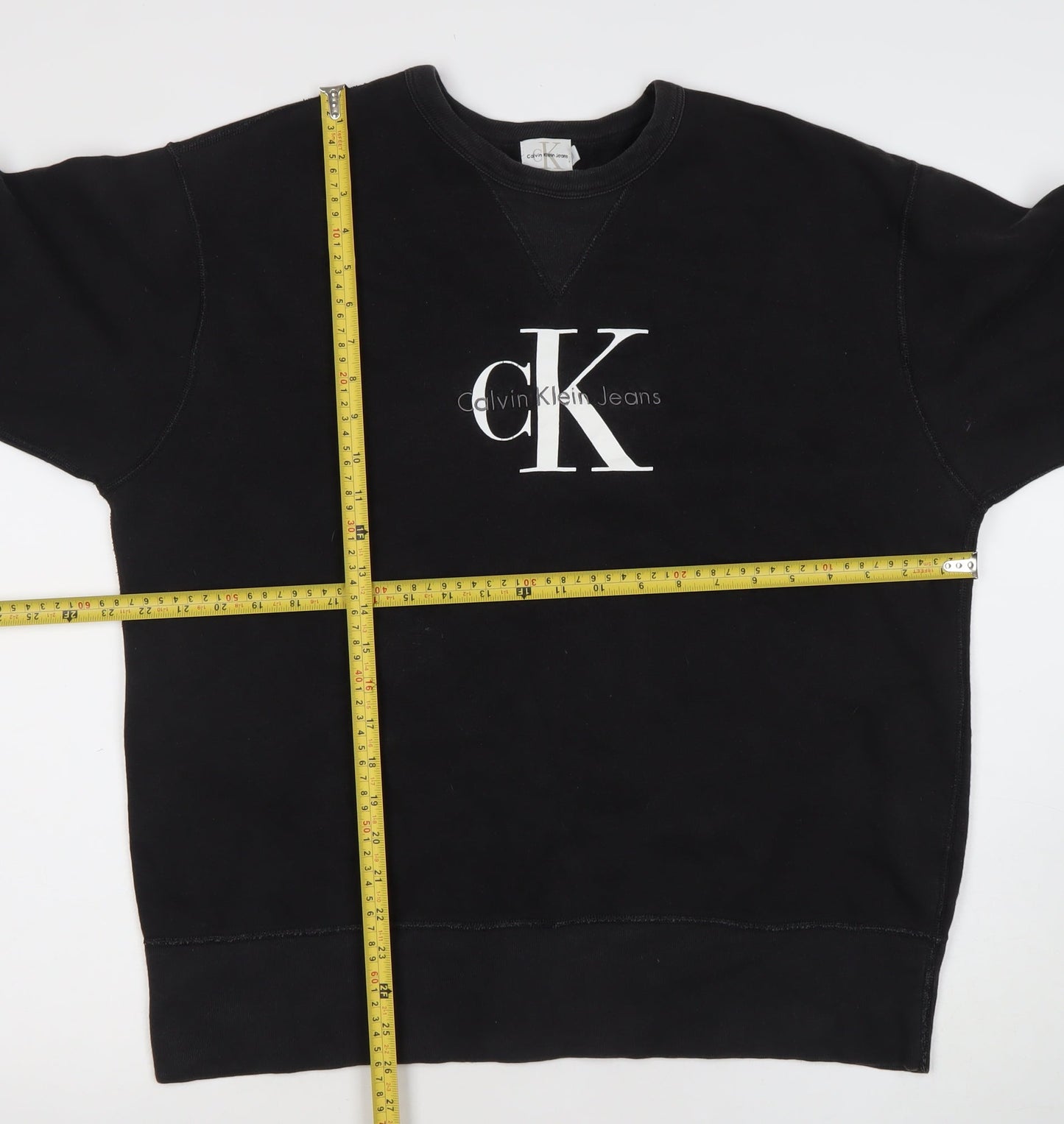 Calvin Klein Jeans Mens Black M Pullover Sweatshirt Logo Crew Neck