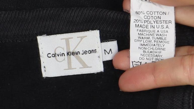 Calvin Klein Jeans Mens Black M Pullover Sweatshirt Logo Crew Neck