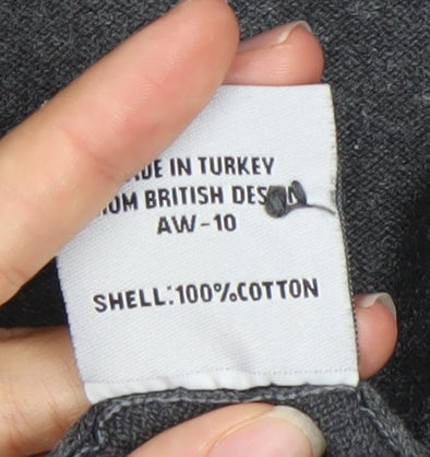 Superdry Womens Grey Cotton Cardigan Small V-Neck Button Knit