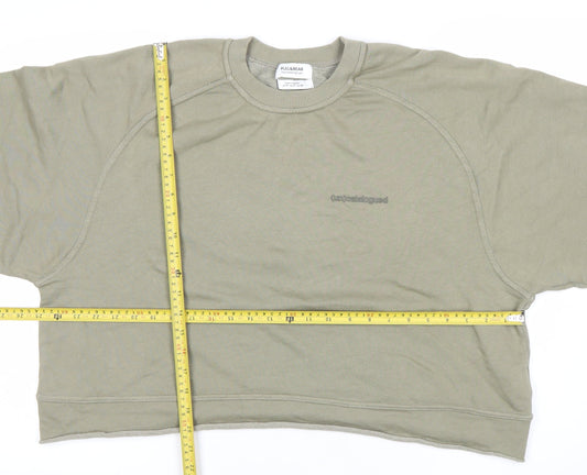 Pull&Bear Women’s Green Sweatshirt M Cotton Blend Casual Crew Neck