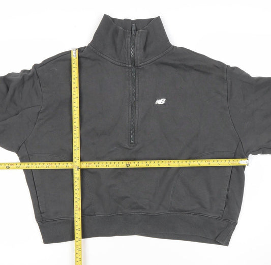 New Balance Womens Black M Sweatshirt 1/4 Zip Logo Sportswear