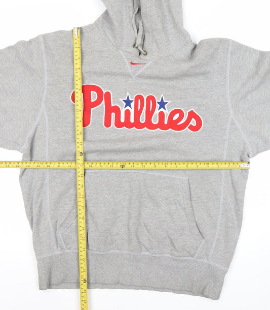 Nike Mens Grey Pullover Hoodie Medium Phillies Logo Sportswear
