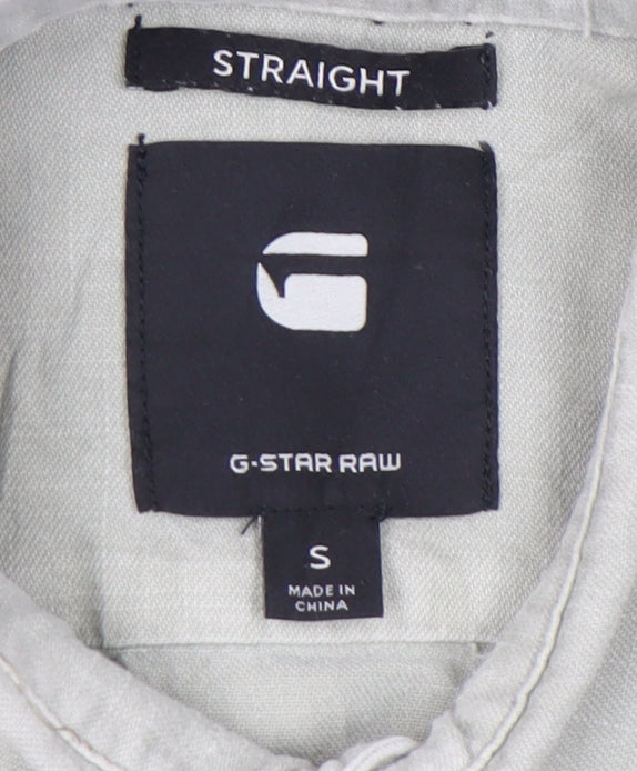 Brand and care label for G-Star RAW Men's Grey Small Button-Up Shirt Long Sleeve Classic Fit