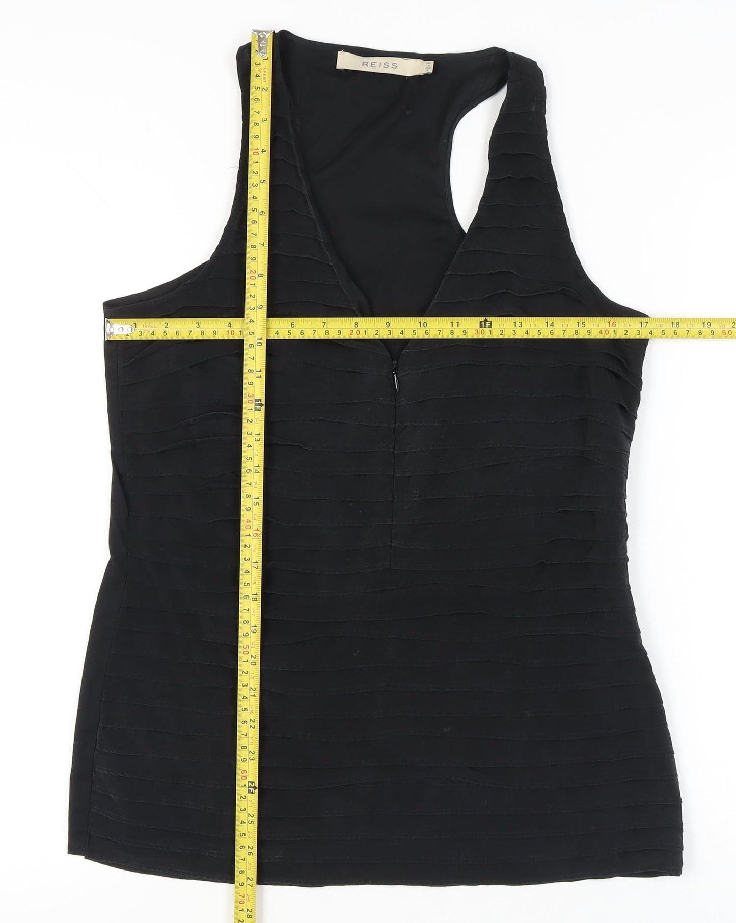 Reiss Womens Black Size 10 Sleeveless V-Neck Silk Tank Top