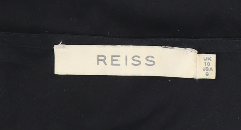 Reiss Womens Black Size 10 Sleeveless V-Neck Silk Tank Top
