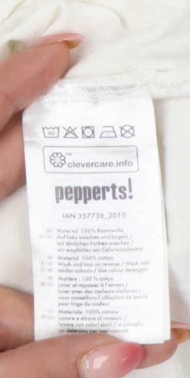 Pepperts Boys White Blue Graphic Print Cotton T-Shirt 13-14 Years